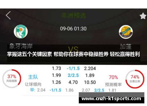 掌握这五个关键因素 帮助你在球赛中稳操胜券 轻松赢得胜利