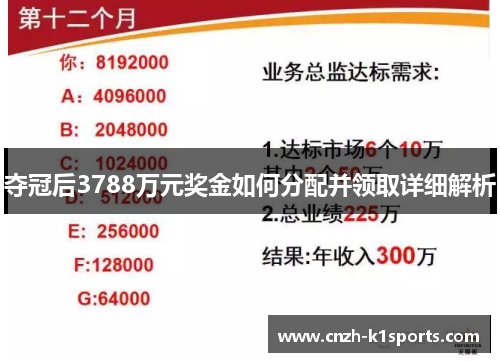 夺冠后3788万元奖金如何分配并领取详细解析